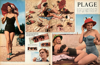 Plage 1949 Swimwear Jacques Fath, Sunglasses, Hermès (Sacs, Carrés, Ceinture, Sandales), Heim, Griffe, Casale, Casques de Liège avec TSF...