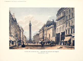 La Rue de la Paix en 1841 - Gravure en Couleur de Maquet 1923 Place Vendôme
