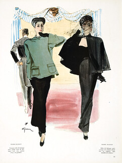 Pierre Balmain 1945 Evening Gowns, René Gruau