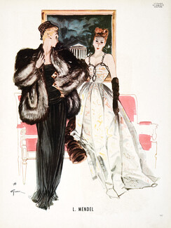 L. Mendel 1945 Evening Gowns, René Gruau