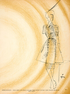 Pierre Balmain 1946 René Gruau Fashion Illustration