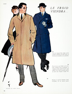 René Gruau 1955 Manteaux pour hommes, Men's Fashion Illustration
