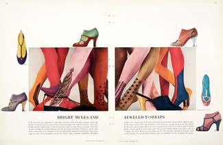 Julianelli (Shoes), Alba (Stockings) 1950 Bright Mules and Jeweled T-Straps, Ben Rose