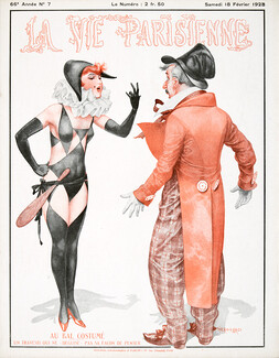 Chéri Hérouard 1928 "Au Bal Costumé" Clown, Carnival Costume, La Vie Parisienne cover