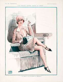 Léonnec 1928 Une Petite Femme Dans le Train, Woman Smoking