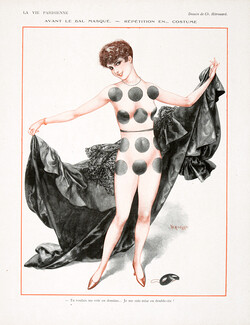 Hérouard 1928 Domino Costume, Nude, Masquerade Ball