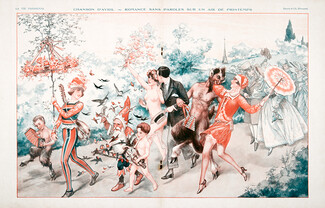 Hérouard 1928 "Chanson d'Avril, Romance Sans Paroles...", Faun, Nude, Medieval Costumes