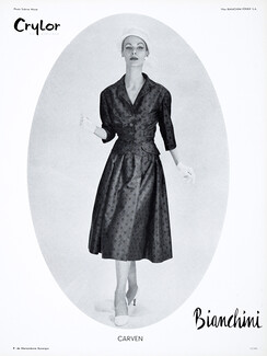 Carven 1957 Dinner Suit, Bianchini Férier, Photo Sabine Weiss