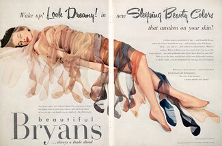 Bryans (Hosiery) 1954 Stockings, "Look Dreamy" Sleeping Beauty, Photo Blumenfeld