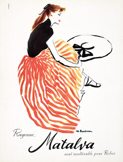 Matalva (Fabric) 1952 M. Rousseau, Fashion Illustration