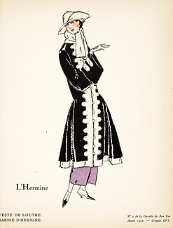 L'Hermine — Veste de loutre garnie d'hermine, 1922 - Soeurs David. La Gazette du Bon Ton, n°7 — Croquis N°LVI