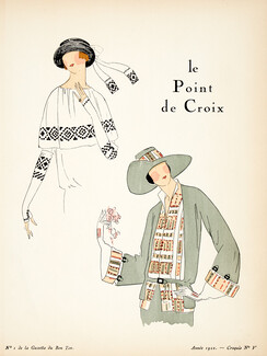 Le Point de Croix, 1922 - Soeurs David. La Gazette du Bon Ton, n°1 — Croquis N°V