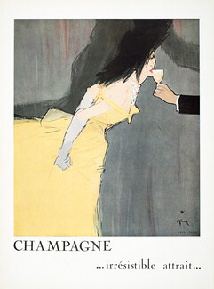 Le Champagne 1949 Irrésistible Attrait, René Gruau (Large)