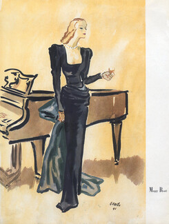 Maggy Rouff 1945 Evening Gown, Piano, Eduardo Garcia Benito