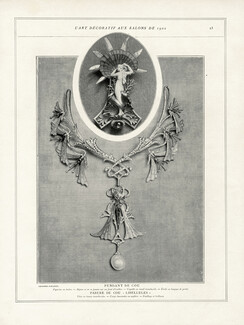 Georges Fouquet 1902 Pendant de cou (en ivoire) - Parure de cou "Libellules" Art Nouveau