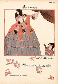 Ando 1917 "Souvenir" 19th Century Costume, Masquerade Harlequin