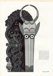 Erté (Romain de Tirtoff) 1931 Illustration African mask, Hindu deity