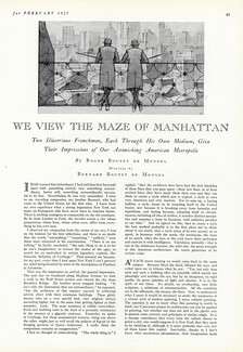 We view the maze of Manhattan, 1927 - Bernard Boutet de Monvel New York City, Texte par Roger Boutet de Monvel, 3 pages
