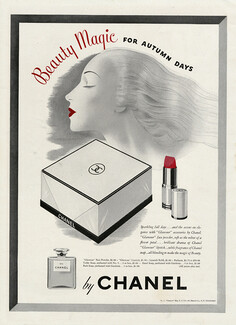 Chanel (Cosmetics) 1942 Beauty Magic, Autumn Lipstick, Glamour Face Powder, Numéro 5