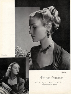Boucheron 1946 Hairstyles Pourrière, Louis Gervais, Robe de Piguet, Photo Pottier
