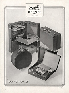 Hermès (Luggage) 1948 "pour le Voyage" luggage hats, wardrobe trunk, Toiletries Bag