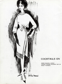 Pierre Balmain 1959 Double Tunique, Jérôme Tramini, Fashion Illustration