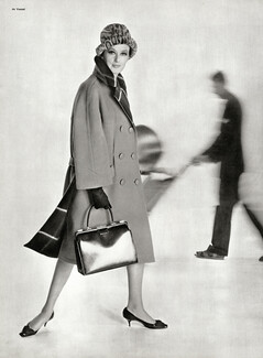 Renée Lise (Couture) 1961 Coat, Sac et gants Hermès, Photo de Vassal