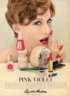 Elizabeth Arden (Cosmetics) 1958 Pink Violet, Lipstick, Nail Polish