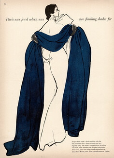 Jacques Fath 1950 Evening Gown Stole René Gruau Fashion Illustration