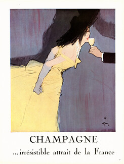 René Gruau 1950 Champagne, Champain (...irrésistible attrait de la France)