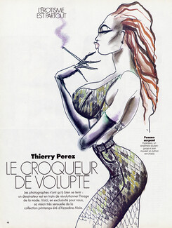 Thierry Perez - Le Croqueur de Volupté, 1991 - Azzedine Alaïa Femme Serpent, Fashion Illustration, 4 pages