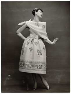 Nina Ricci 1947 (or 1957) Original Photography, "Djaghilew", Evening Dress, Photo Louis-R. Astre