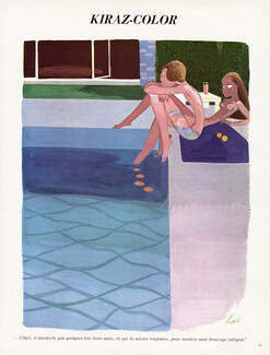 Edmond Kiraz 1970 Swimming pool, Topless, Kiraz-Color