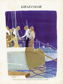 Edmond Kiraz 1970 "Ne bois pas trop", Yacht Party, Kiraz-Color