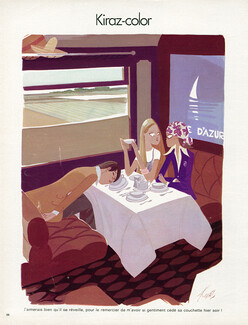 Edmond Kiraz 1973 Train, Wagon Restaurant, Les Parisiennes