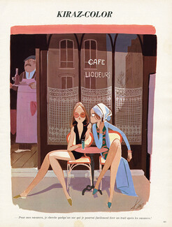 Edmond Kiraz 1971 Les Parisiennes, Terrasse de café, Kiraz-Color