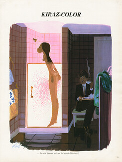 Edmond Kiraz 1970 Shower, Les Parisiennes, Kiraz-Color