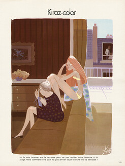 Edmond Kiraz 1973 Sunbathing Terrace, Les Parisiennes, Kiraz-Color