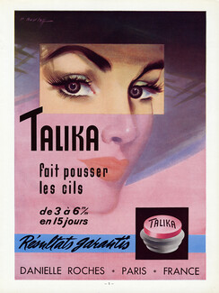 Danielle Roches (Cosmetics) 1953 Talika "fait pousser les cils"