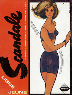 Scandale (Lingerie) 1963 Girdle, Bra, Dropnyl, Pierre Couronne