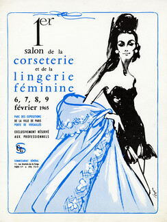 Salon de la Corseterie et de la Lingerie Féminine 1965 Corset, Fashion Illustration