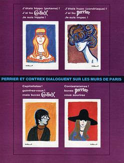 Perrier et Contrex 1971 Murs de Paris, Bernard Villemot, Poster Art