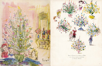 Christian Bérard 1947 Idées de couleurs pour arbres de Noël avec rubans en papier et guirlandes