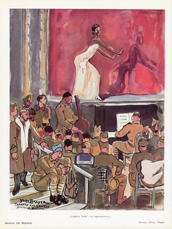 Le Théâtre aux Armées, 1940 - Yves Brayer Josephine Baker, soldiers, Text by Marina Paul-Bousquet, 3 pages