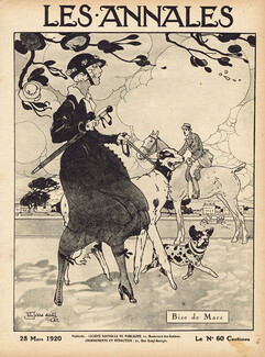 Félix Jobbé-Duval 1920 "Bise de Mars", French Bulldog, Sighthound, Horse, Les Annales Cover