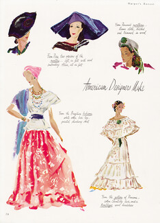 An Artist Collects the Native Fashions of South America, 1940 - Reynaldo Luza Fashion Drawings South America, from Peru, Argentina, Bolivia, Brazil, Chile, Colombia..., 5 pages