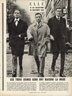 Pierre Cardin, Guy Laroche, Yves Mathieu-Saint-Laurent 1958 Portrait, Photo Henri Elwing