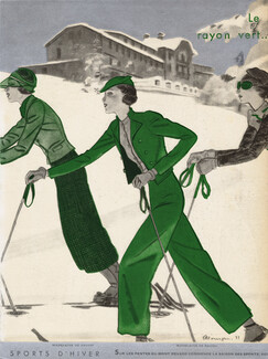 Madeleine de Rauch 1933 "Le Rayon Vert" Skiers, Mont Revard, Savoie, Pierre Mourgue