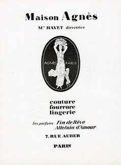 Maison Agnès - Madame Havet 1928 Label, 7 rue Auber (s)