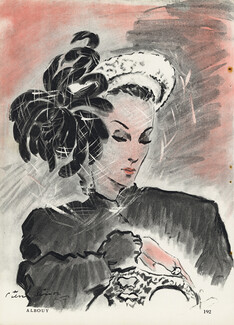 Albouy 1945 Black Flower and White Hat, Pierre Simon